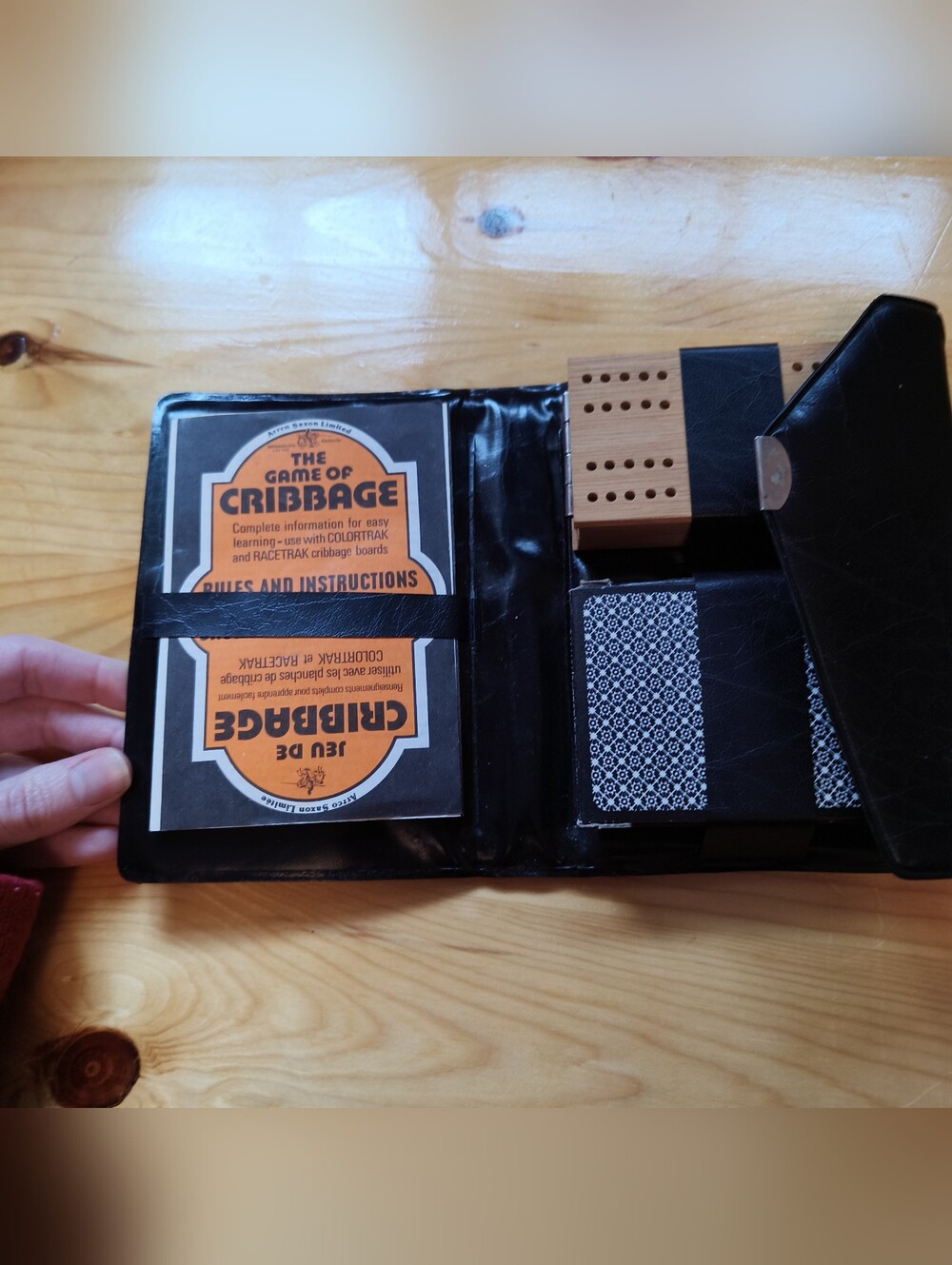 The Game of Cribbage Card & Board Set - Black Case with Orange Booklet